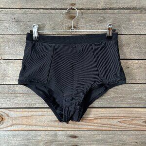 Bikyni Black Italian Fabric High Waisted Bikini Bottoms - Size M